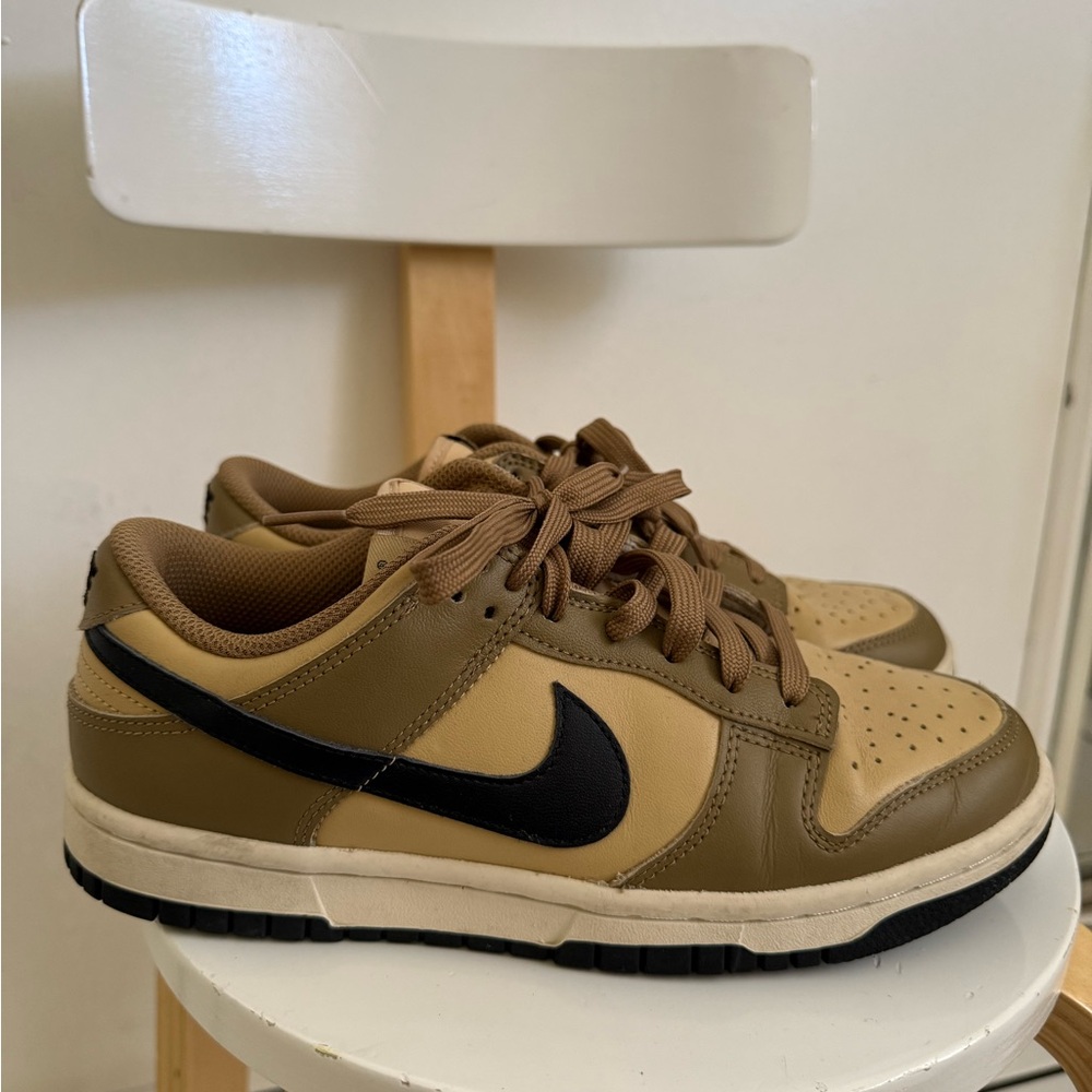 Nike Tan and Black Retro Sneakers with Suede Upper